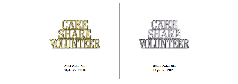 Care Share Volunteer Large Silver Pin Care Share Volunteer Large Silver Pin